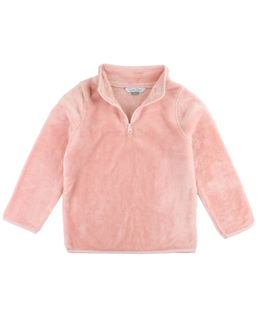 Girls French Rose Pink Fleece Quarter-Zip Pullover