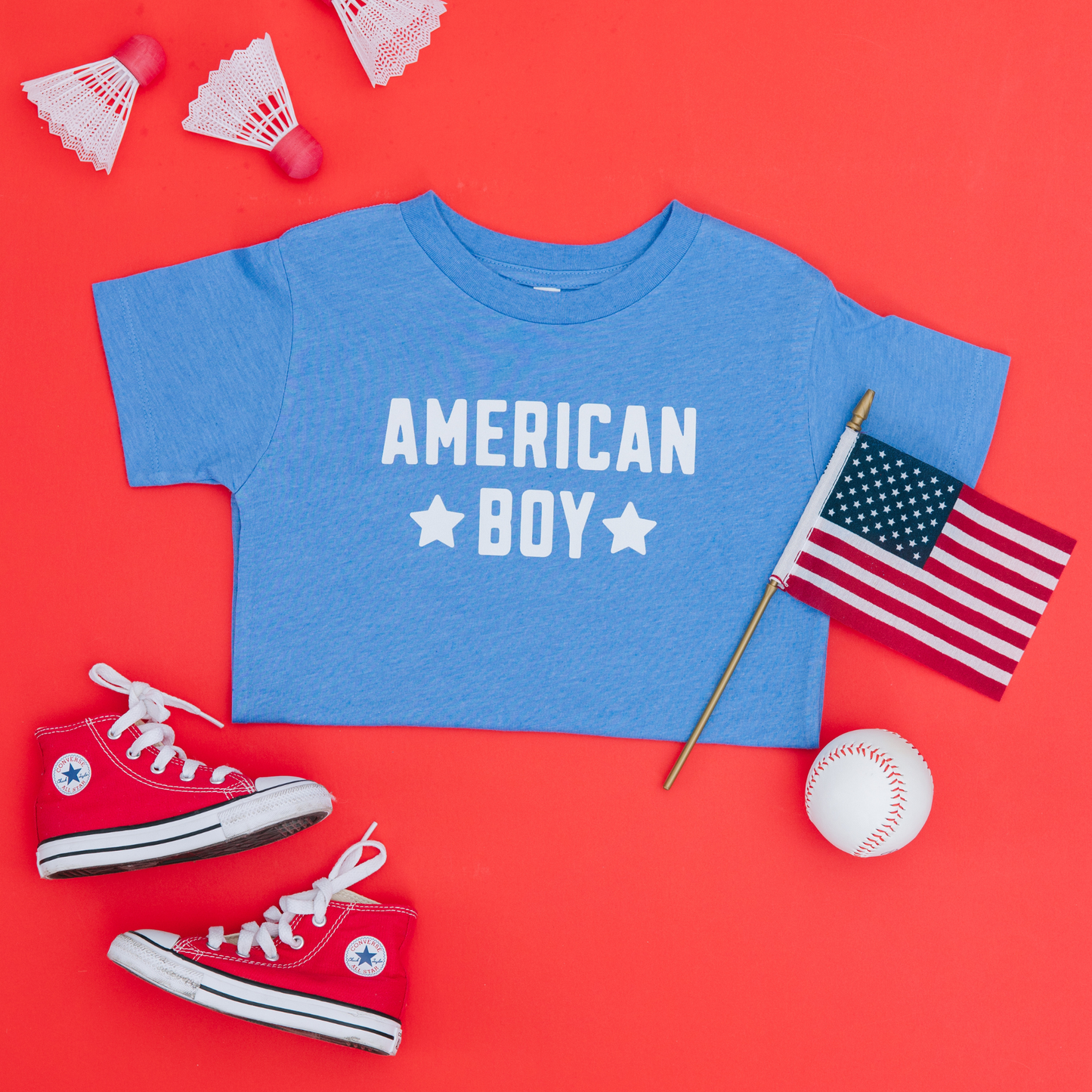 American Boy 4th of July Shirt / Heather Blue