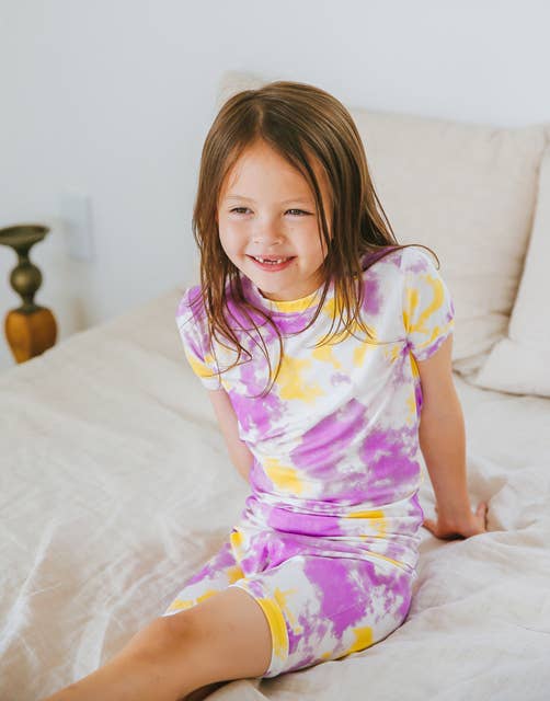 Tie Dye Gold Purple Short Sleeve PJs