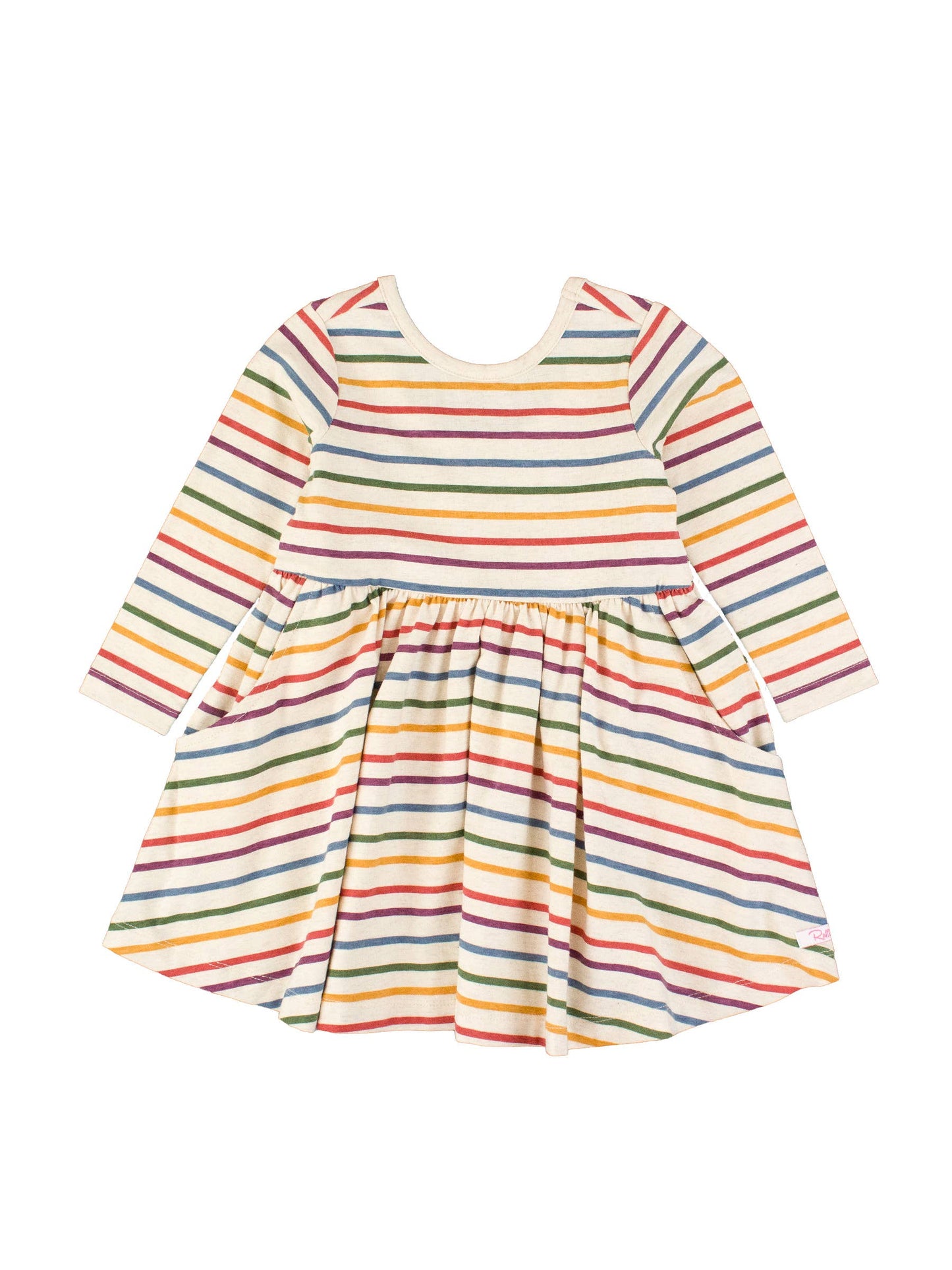 Countryside Rainbow Stripe Long Sleeve Twirl Dress