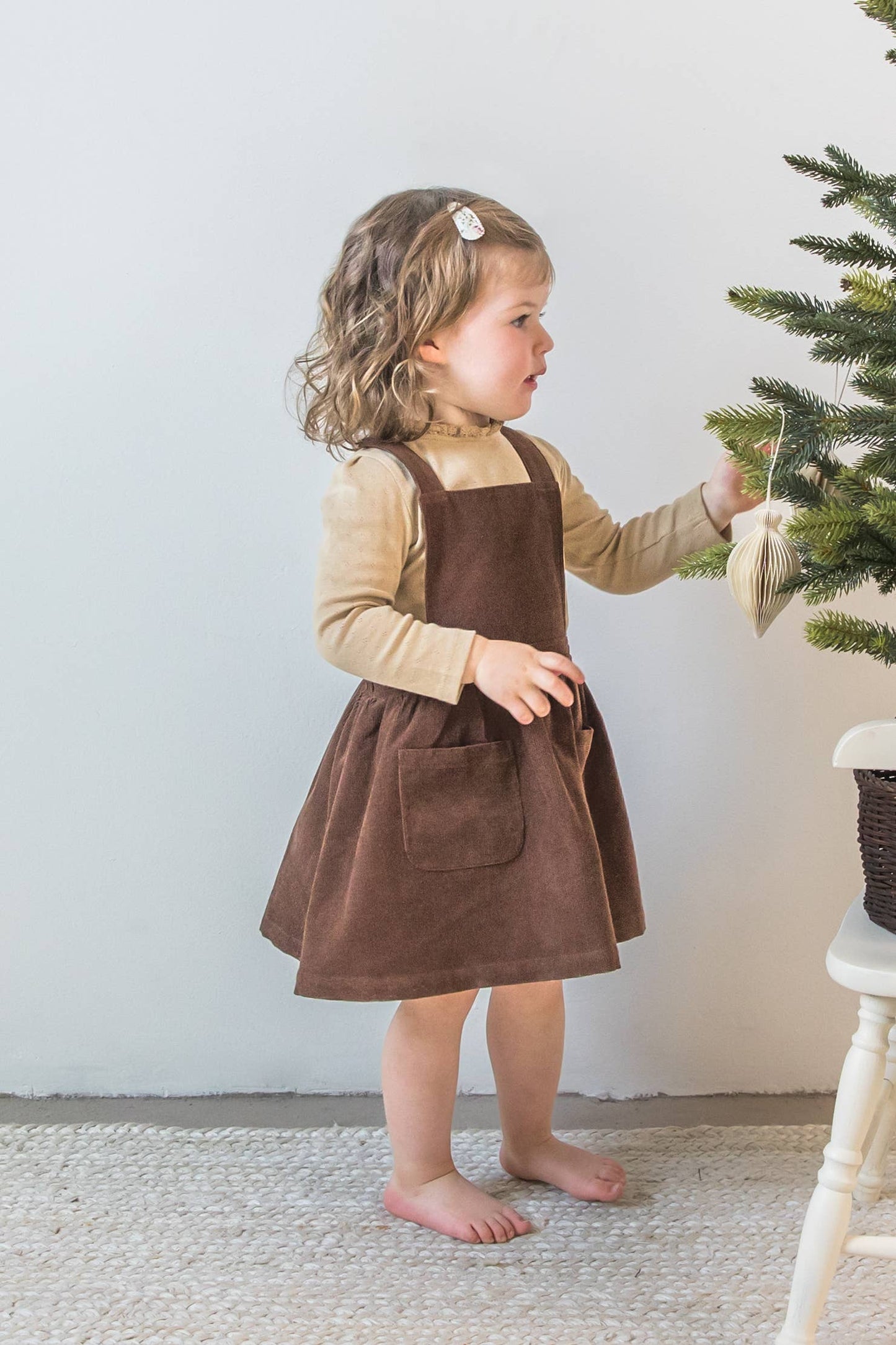 Organic Baby & Kids Aria Corduroy Overall Dress - Pinecone