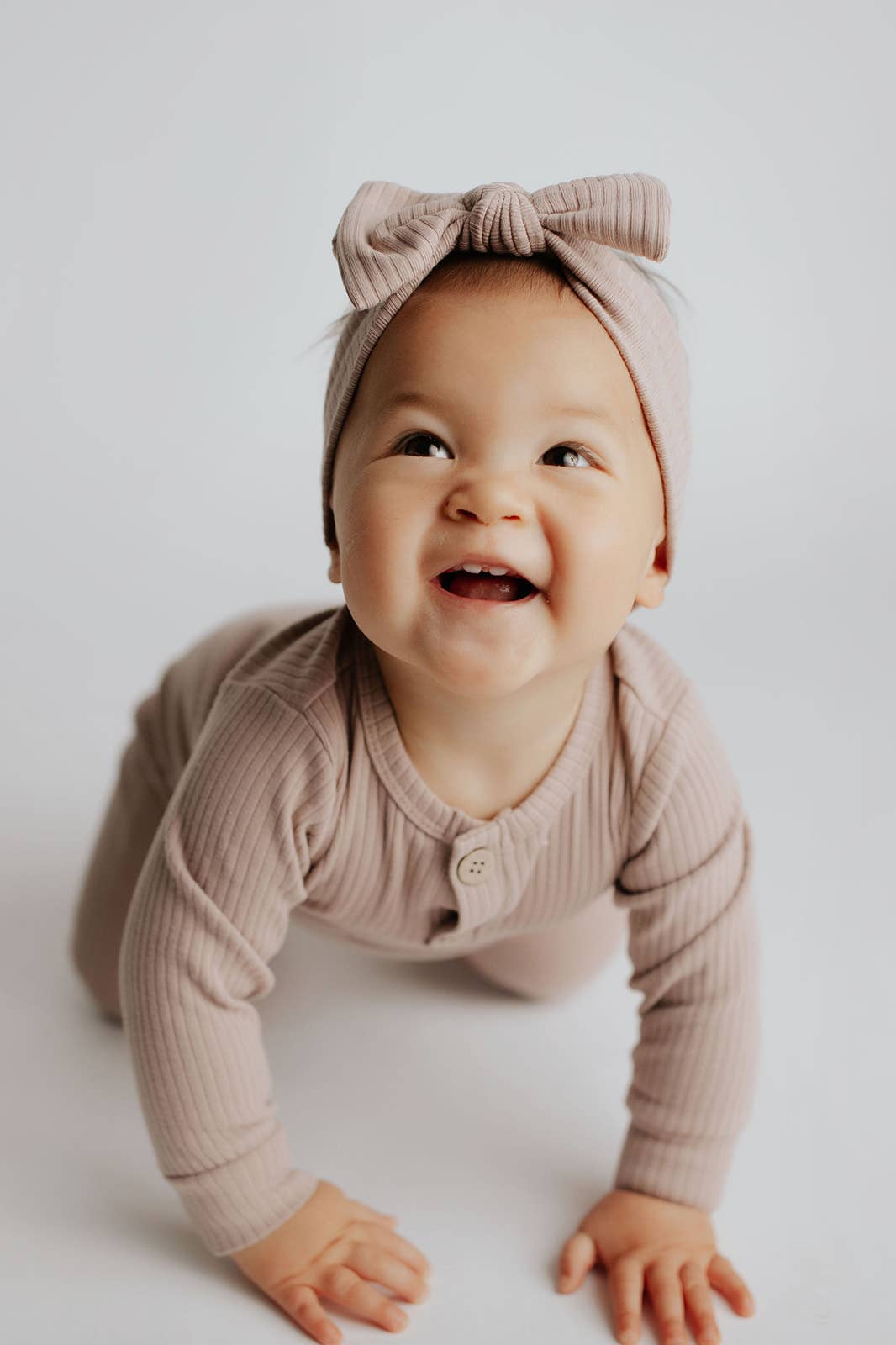 Baby Ribbed Playsuit with Pockets / Dusty Rose