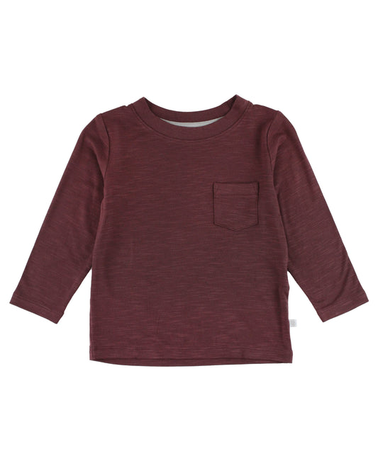 Boys Mahogany Ultrasoft Long Sleeve Pocket Tee