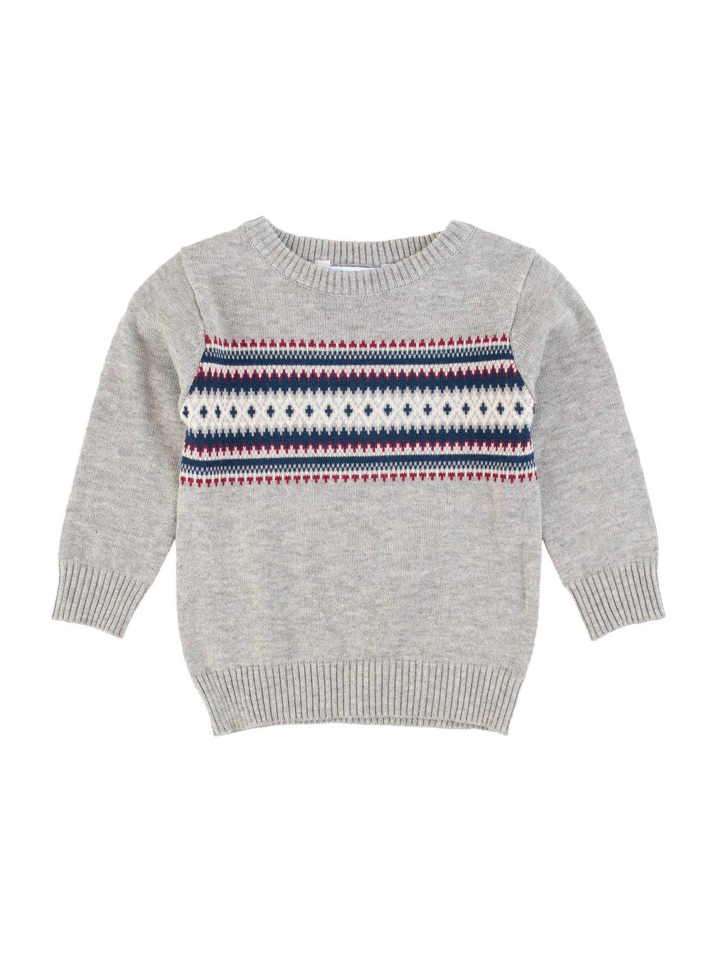 Boys Cozy Fair Isle Knit Crew Neck Sweater