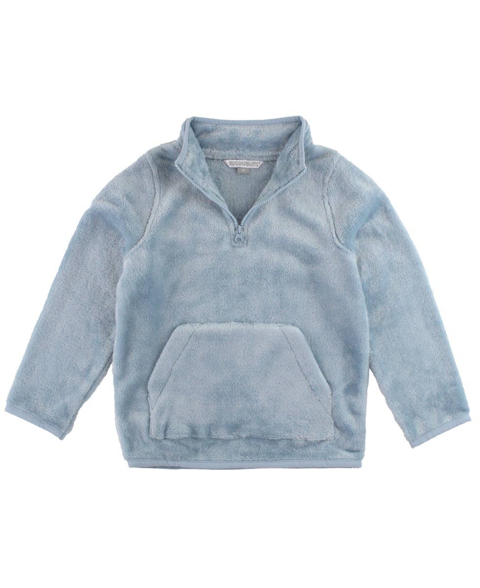 Boys Slate Blue Fleece Quarter-Zip Pocket Pullover