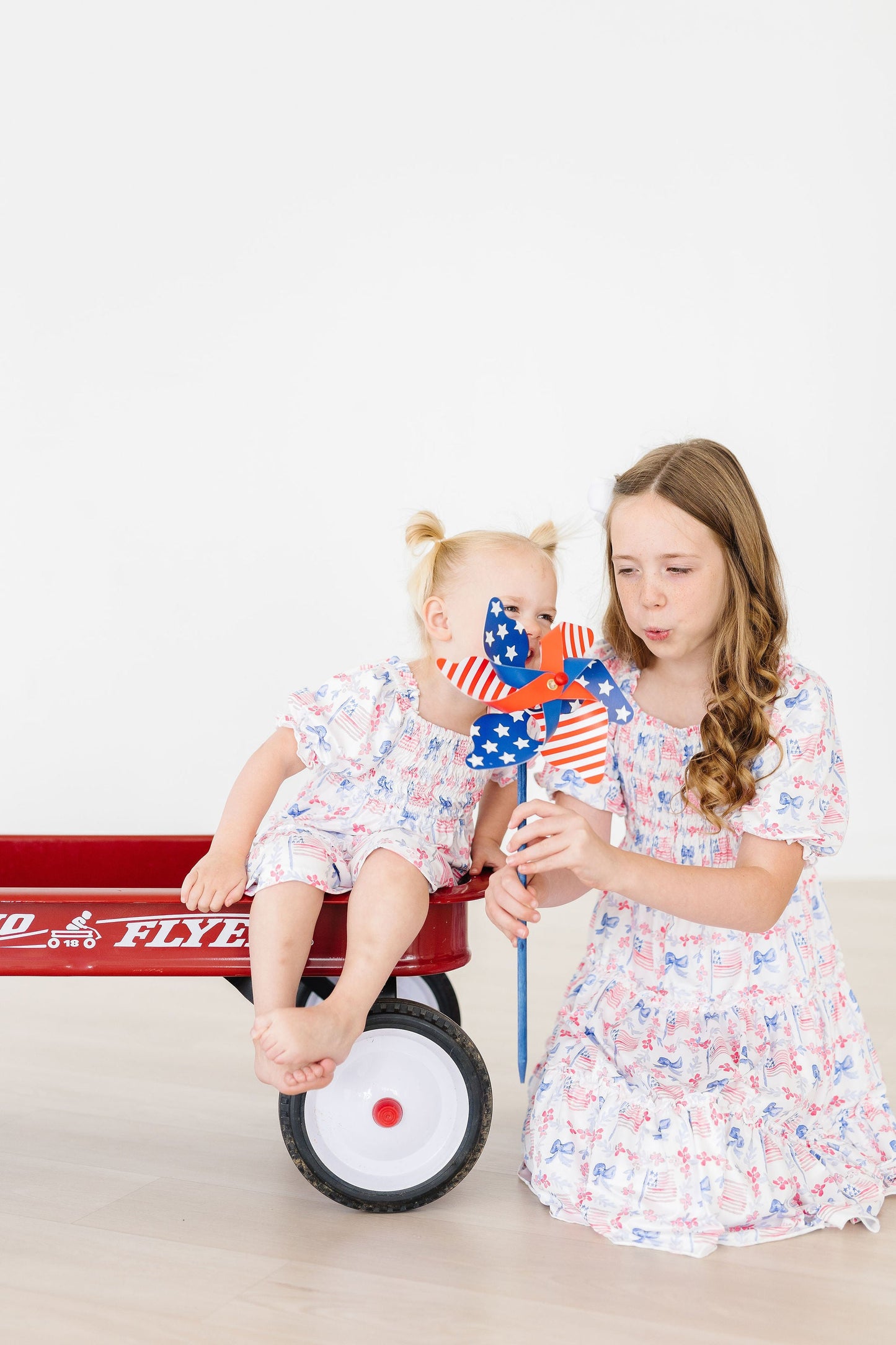 Vintage Flags Smocked Ruffle Dress