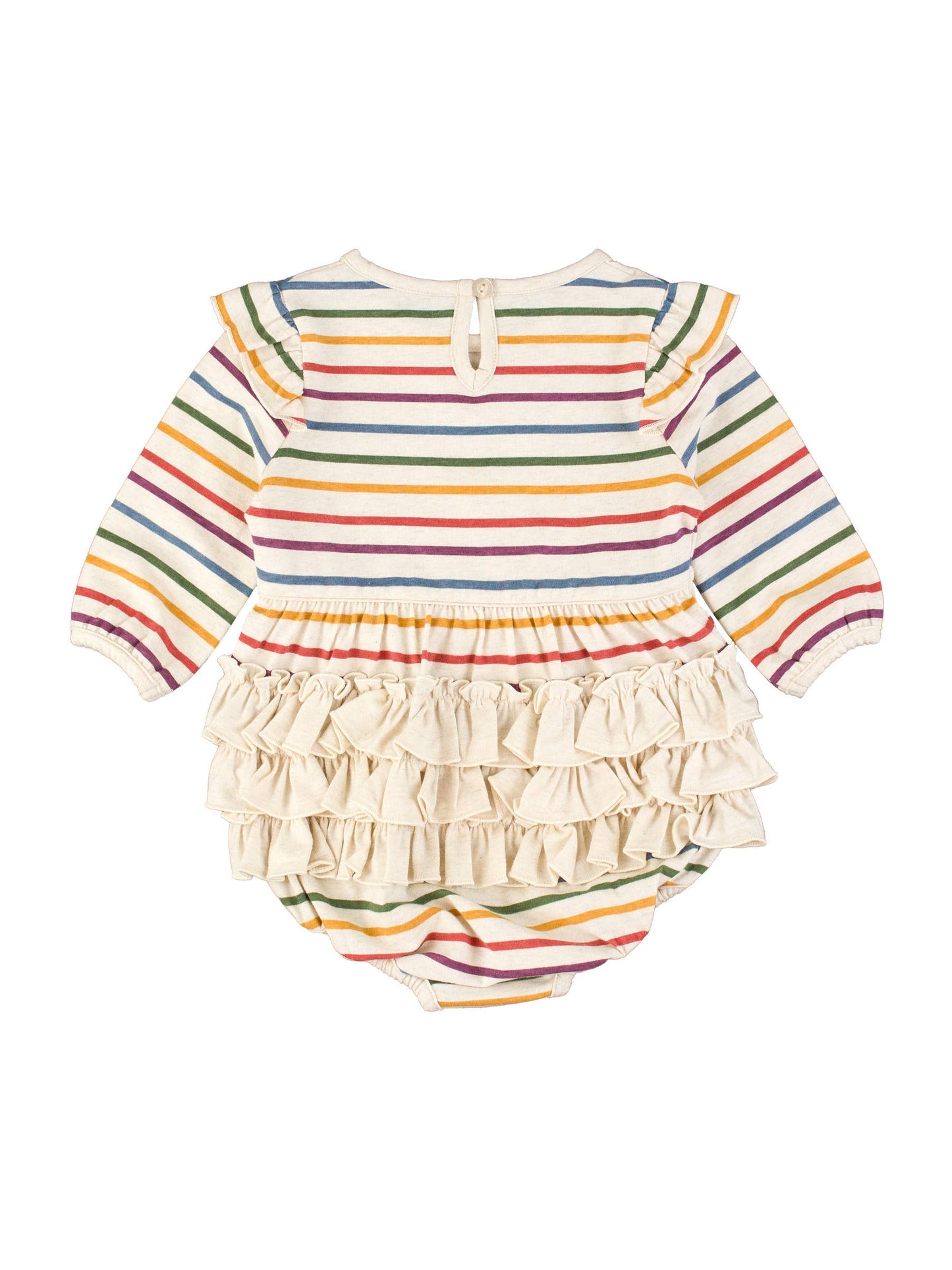 Countryside Rainbow Stripe Long Sleeve Flutter Bubble Romper