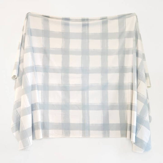 Extra Soft Stretchy Knit Swaddle Blanket: French Gingham