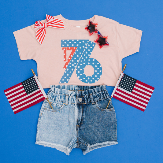 1776 Patriotic 4th of July Shirt / Peach