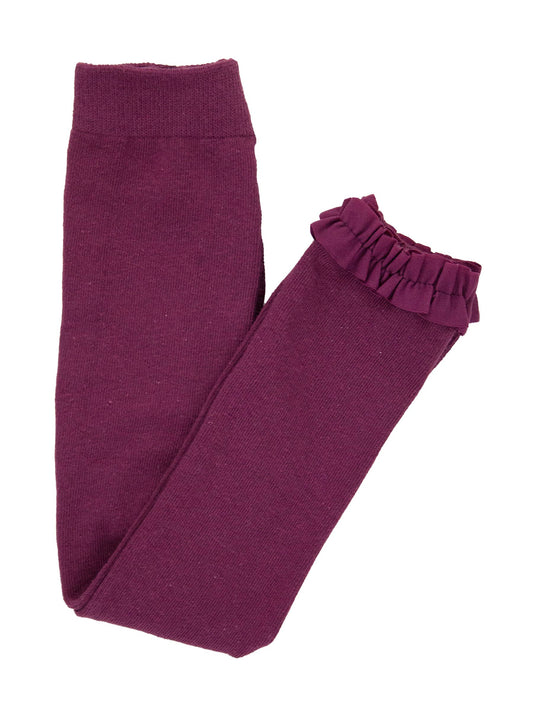 Girls Eggplant Harvest Footless Ruffle Tights