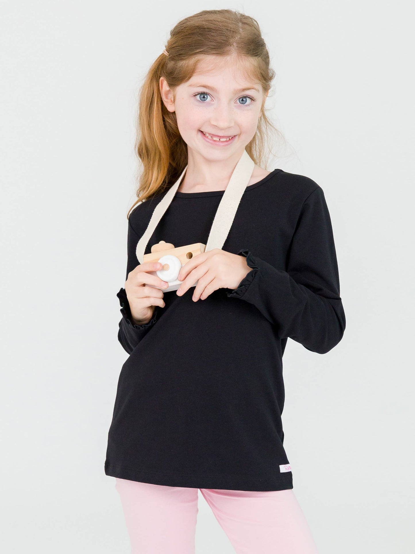 Black Knit Long Sleeve Ruffle Sleeve Top