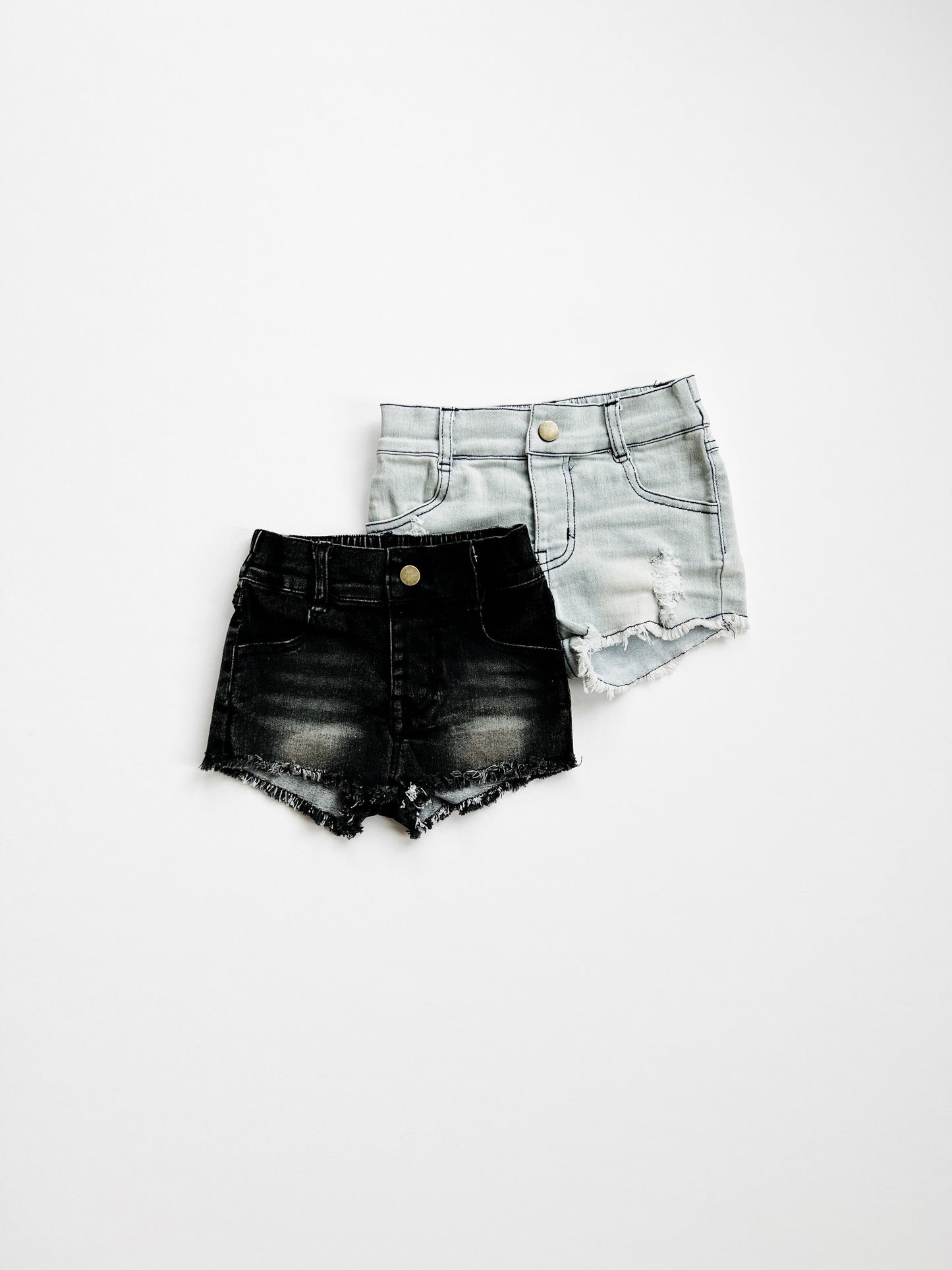 Girls Denim Shorts - Faded Black