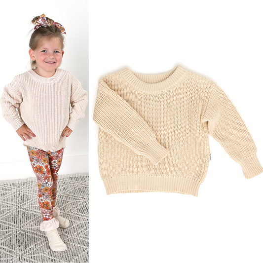 Long Sleeve Knit Sweater - Sand