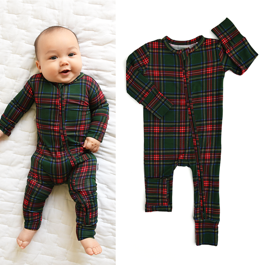 Kane Tartan Christmas Zip Romper