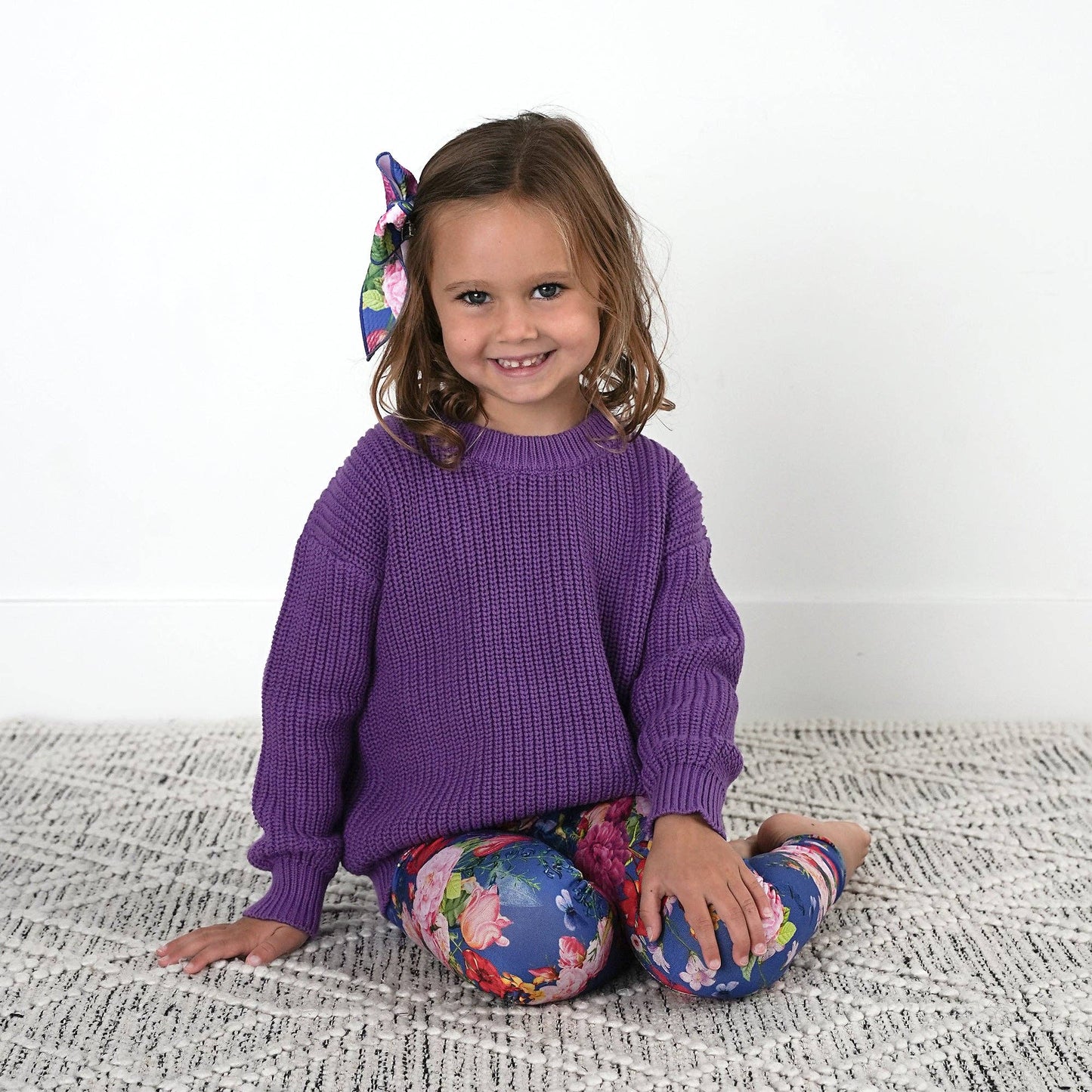 Long Sleeve Knit Sweater - Purple