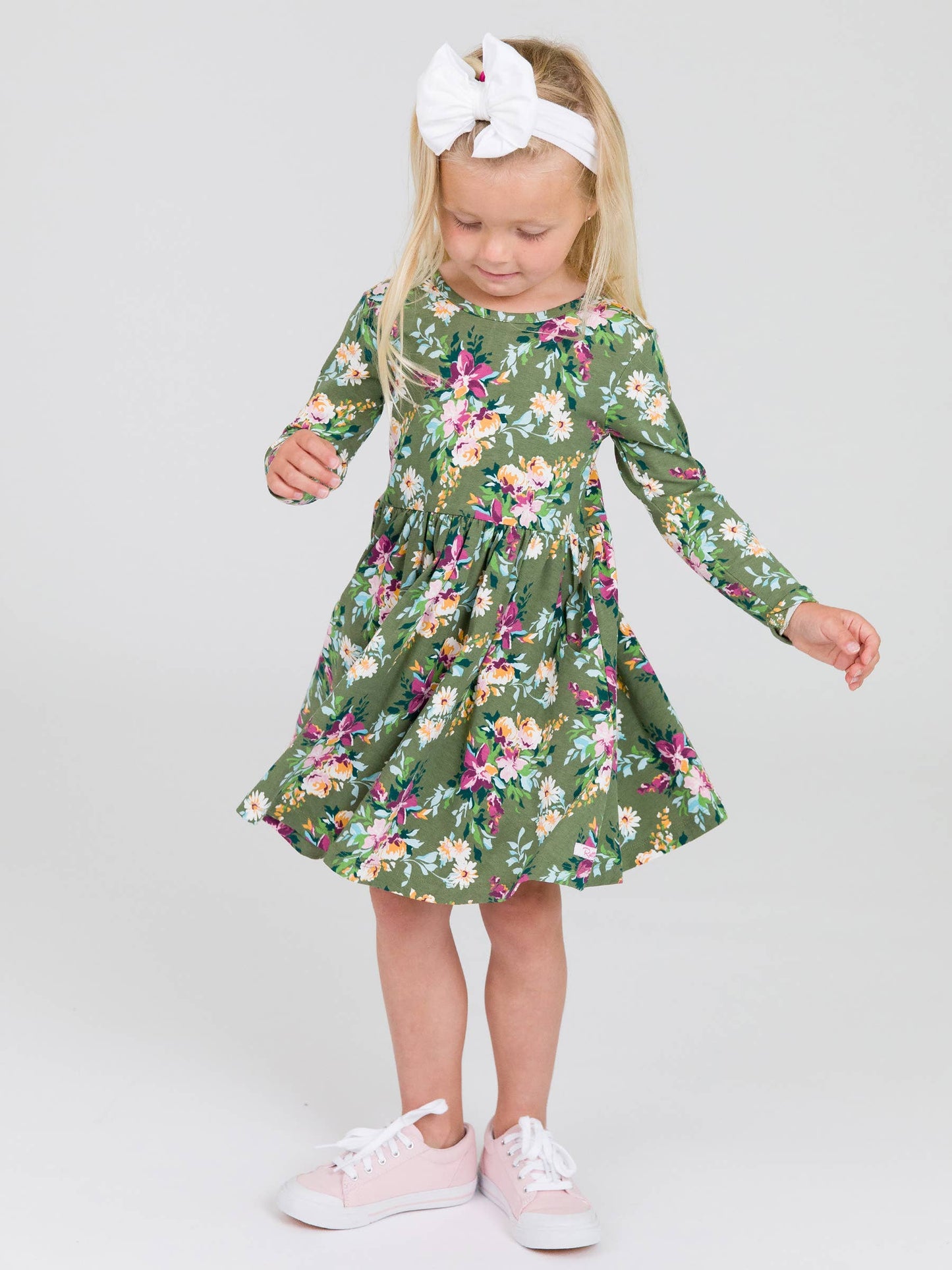 Enchanted Garden Knit Long Sleeve Twirl Dress