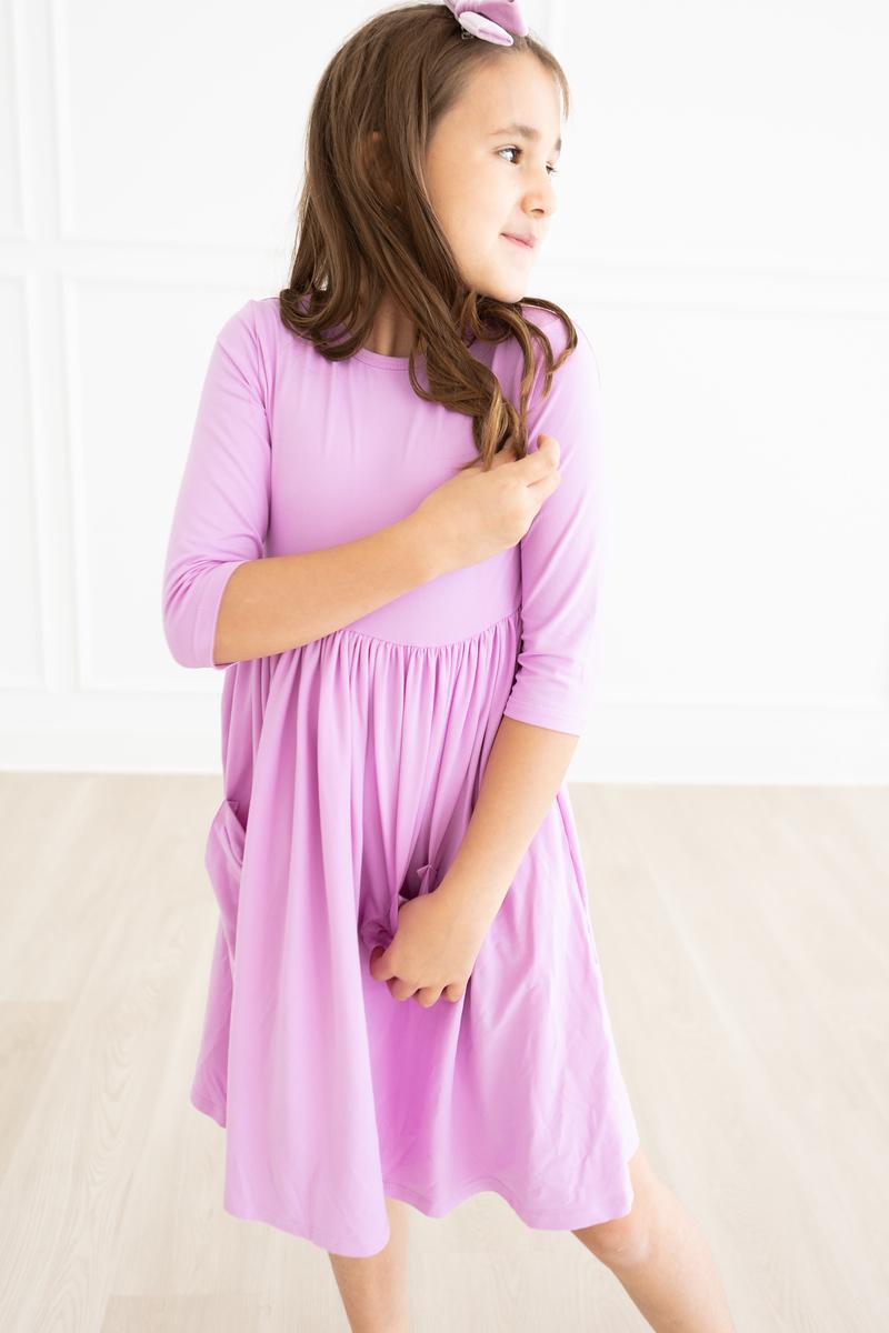 Bright Lilac Pocket Twirl Dress