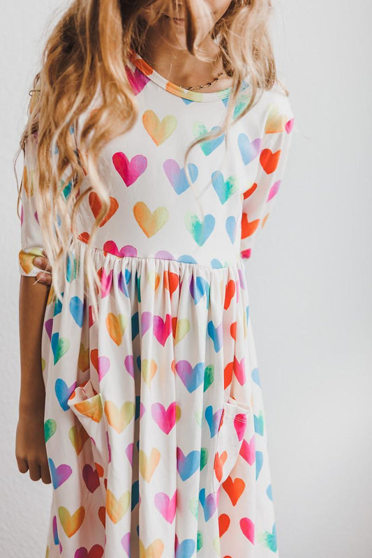 Lotta Love 3/4 Sleeve Pocket Twirl Dress