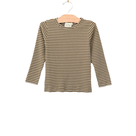 Unisex Toddler Rib Tee / Olive Stripe