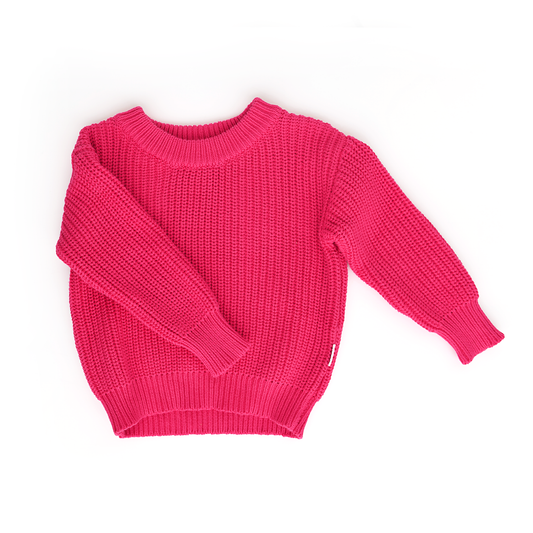 Long Sleeve Knit Sweater - Raspberry