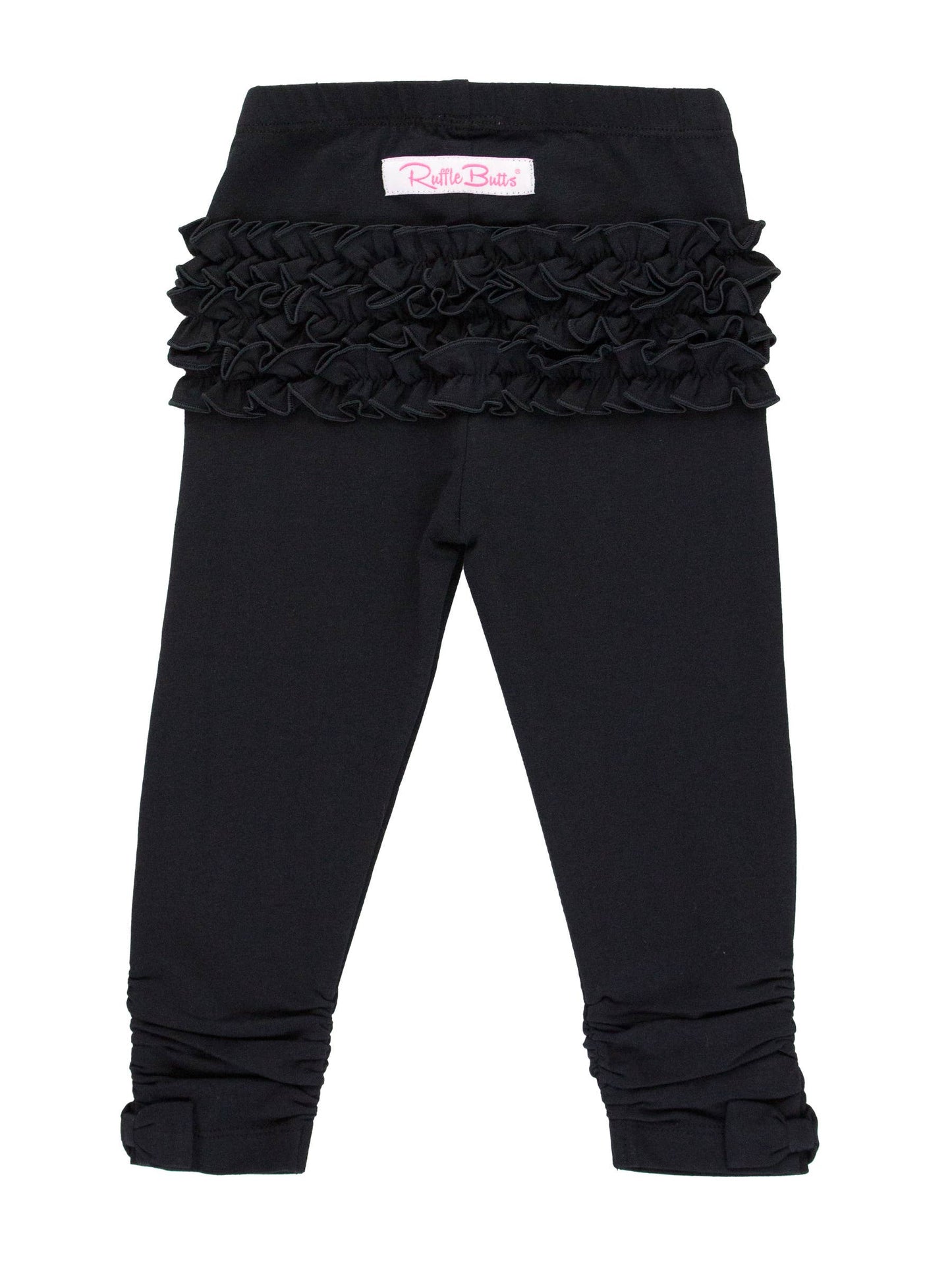 Baby Girls Black Ruched Bow Leggings