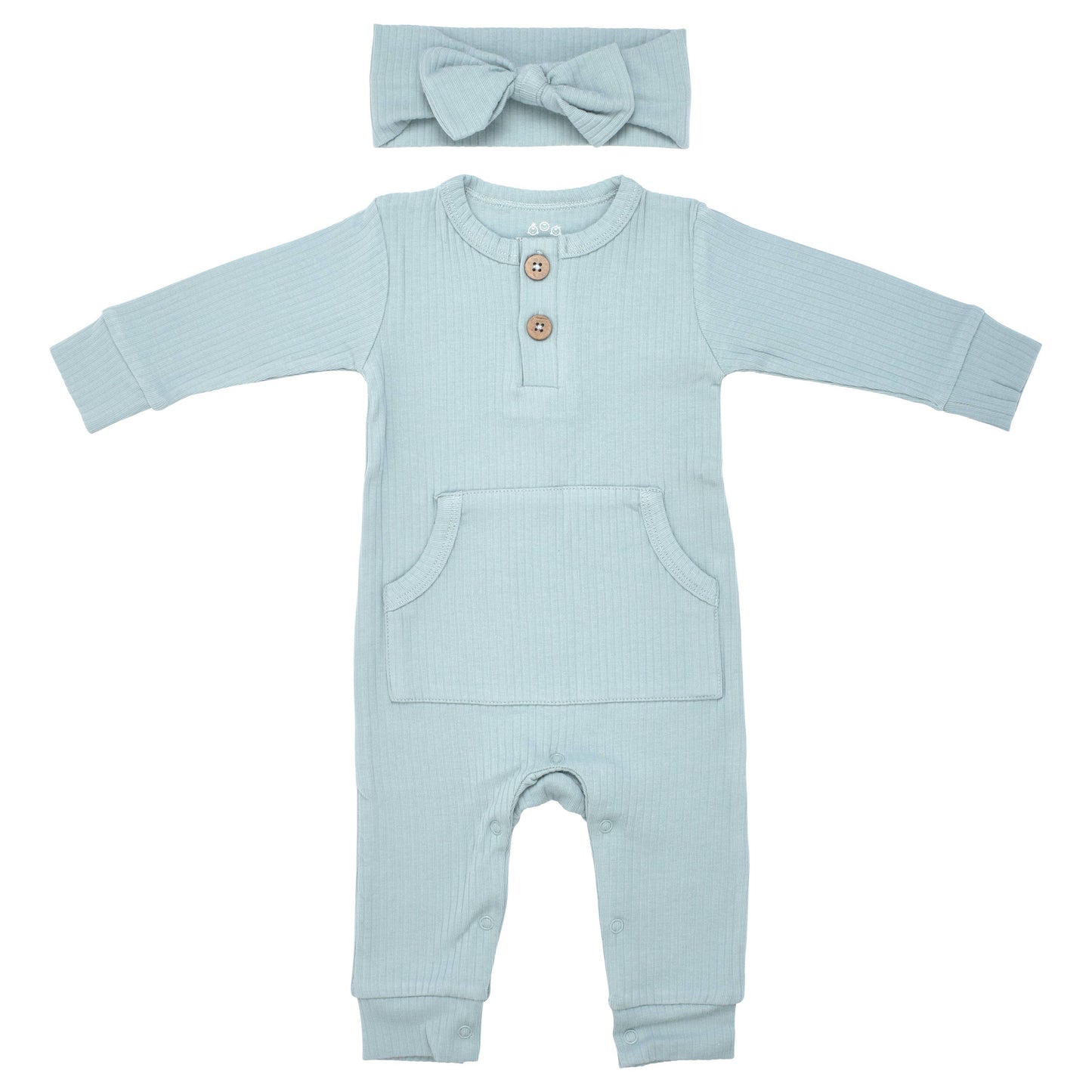 Baby Ribbed Playsuit with Pockets / White