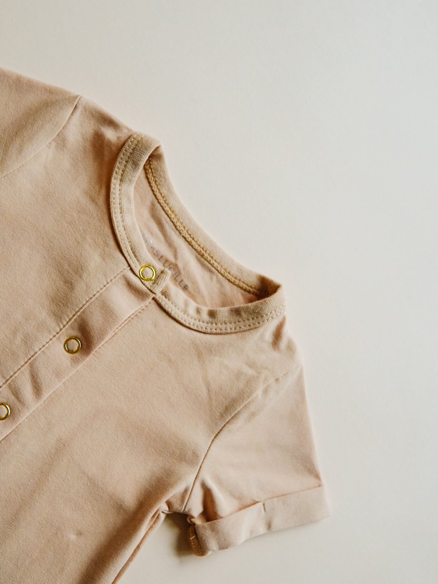 Short Sleeve Henley Romper - Khaki