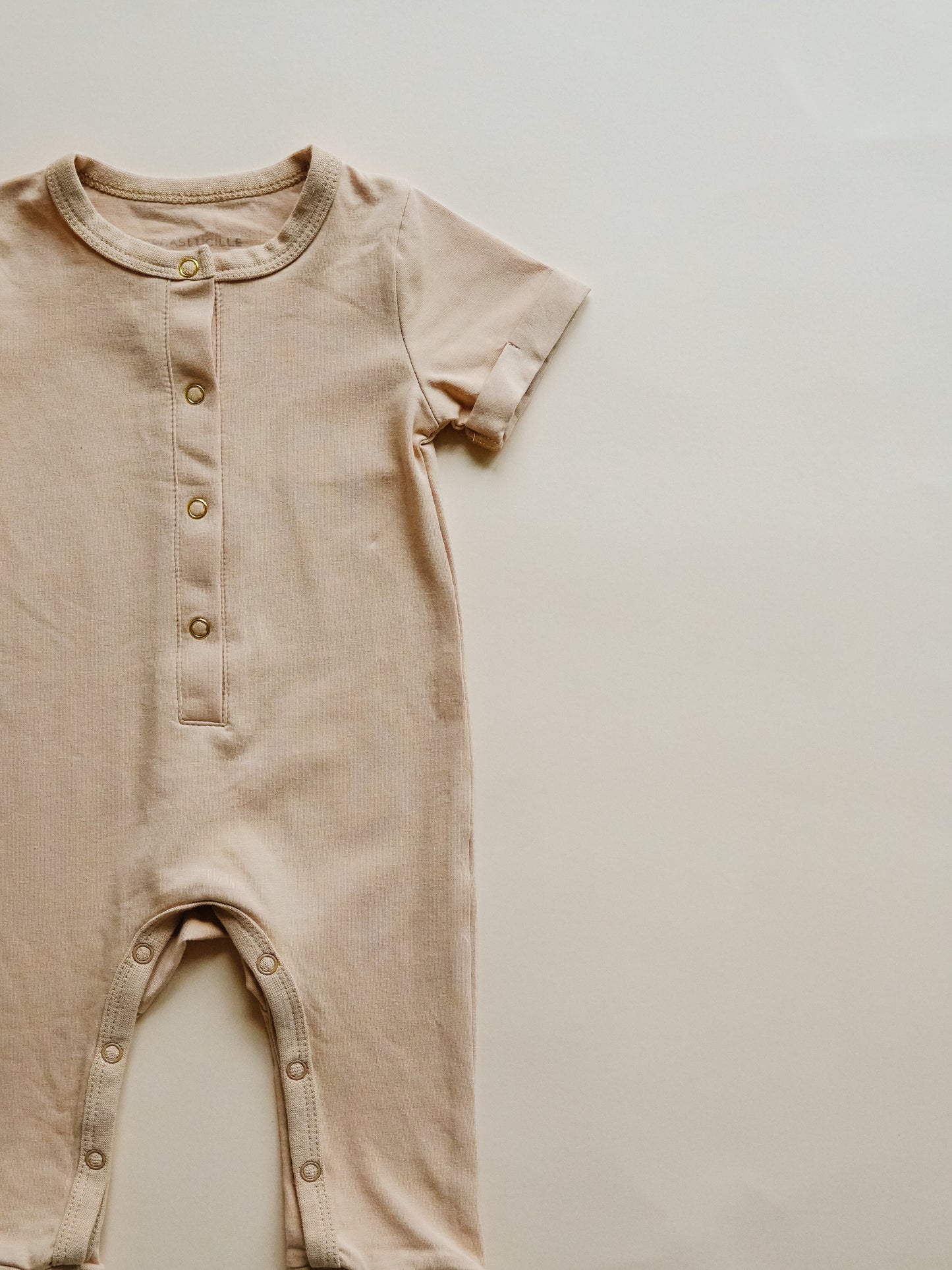 Short Sleeve Henley Romper - Khaki