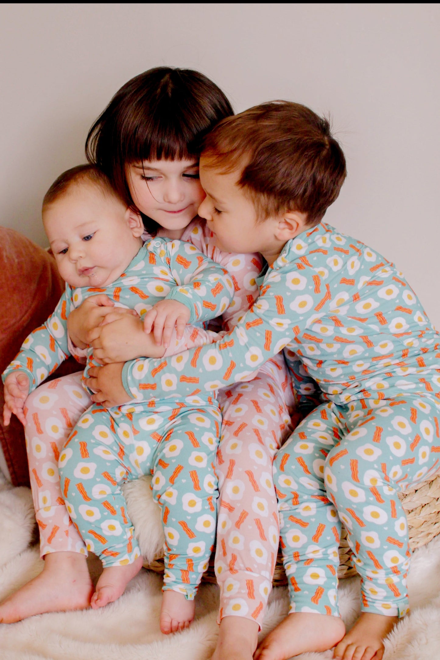 Long Sleeve Pajama Set - Bacon & Eggs Blue