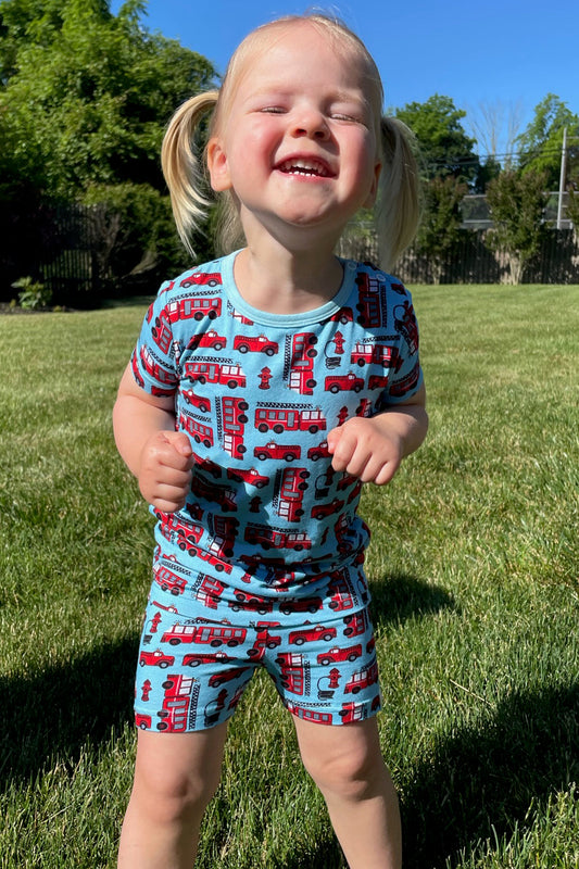 Shorts Pajama Set - Fire Trucks