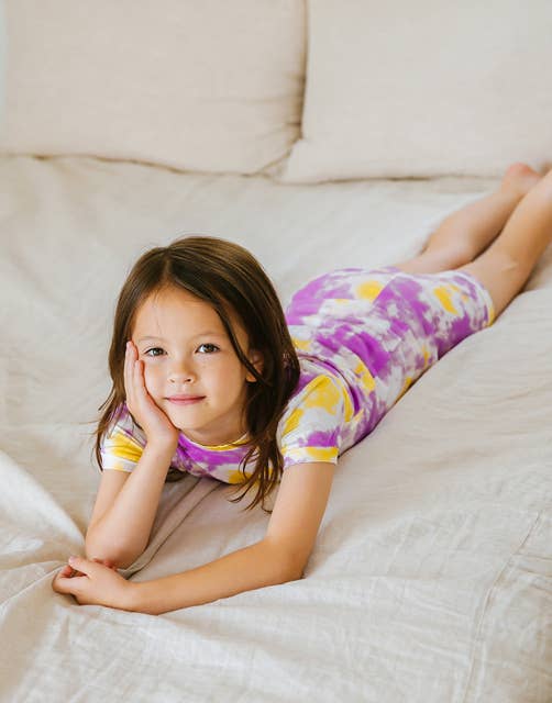 Tie Dye Gold Purple Short Sleeve PJs