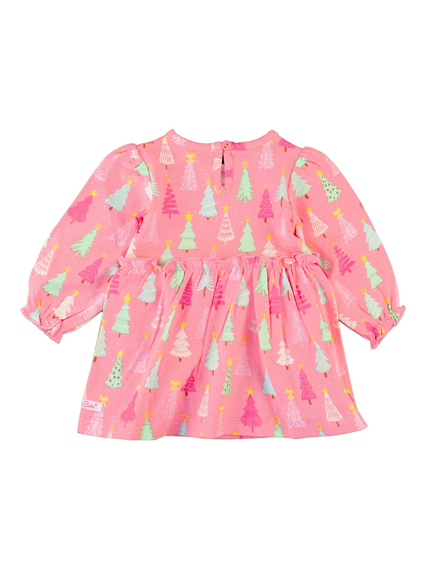 Baby Girls Merry Pink Pines Long Sleeve Skirted Romper