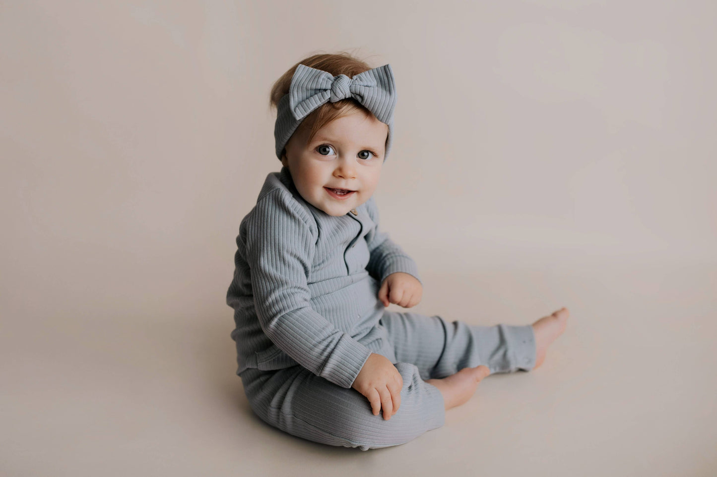 Baby Ribbed Playsuit with Pockets / Dusty Rose