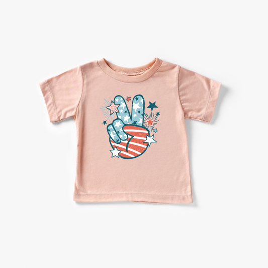 Peace Sign Patriotic 4th of July Shirt / Peach