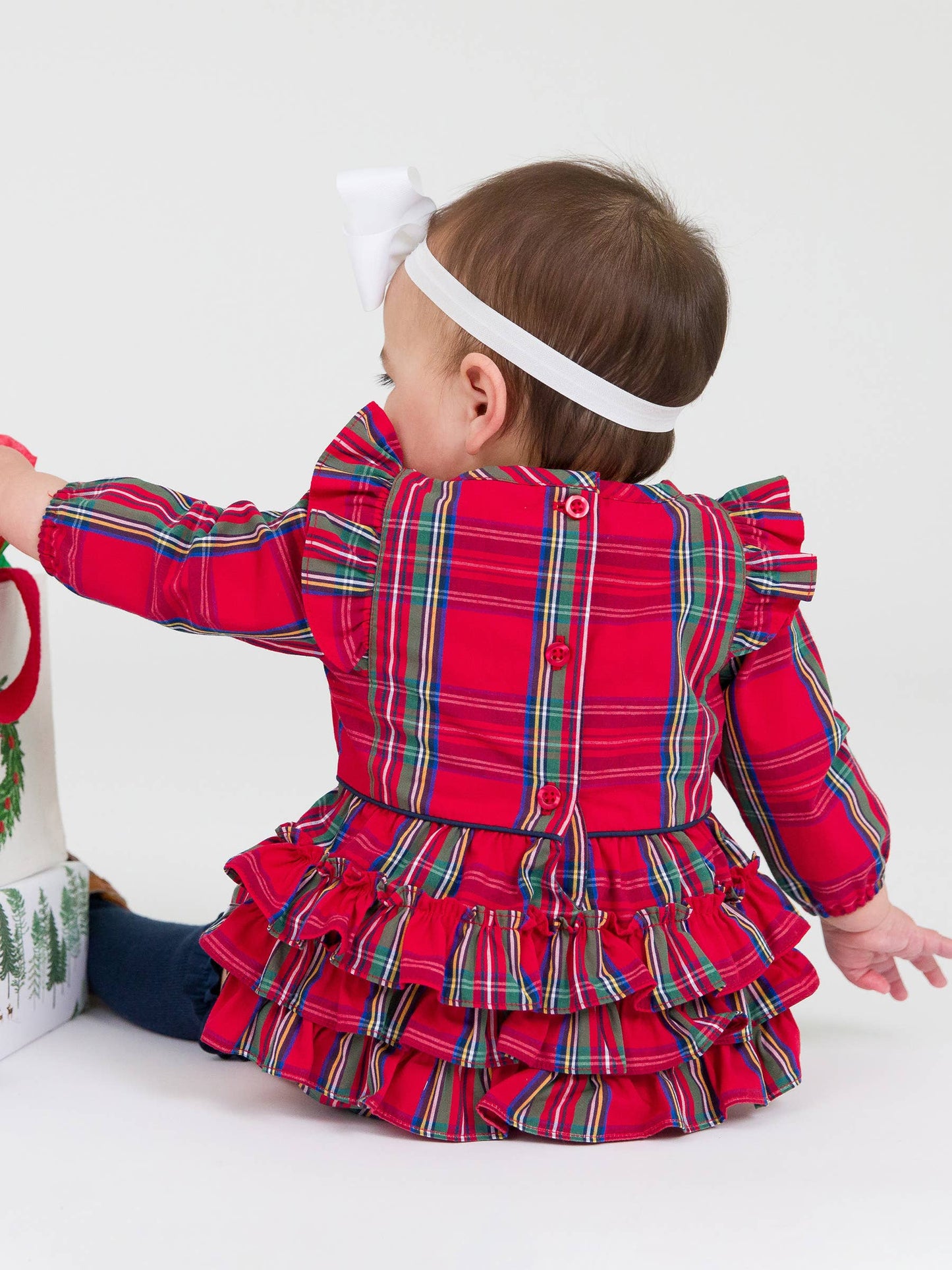 Tis The Season Plaid Long Sleeve Bubble Romper