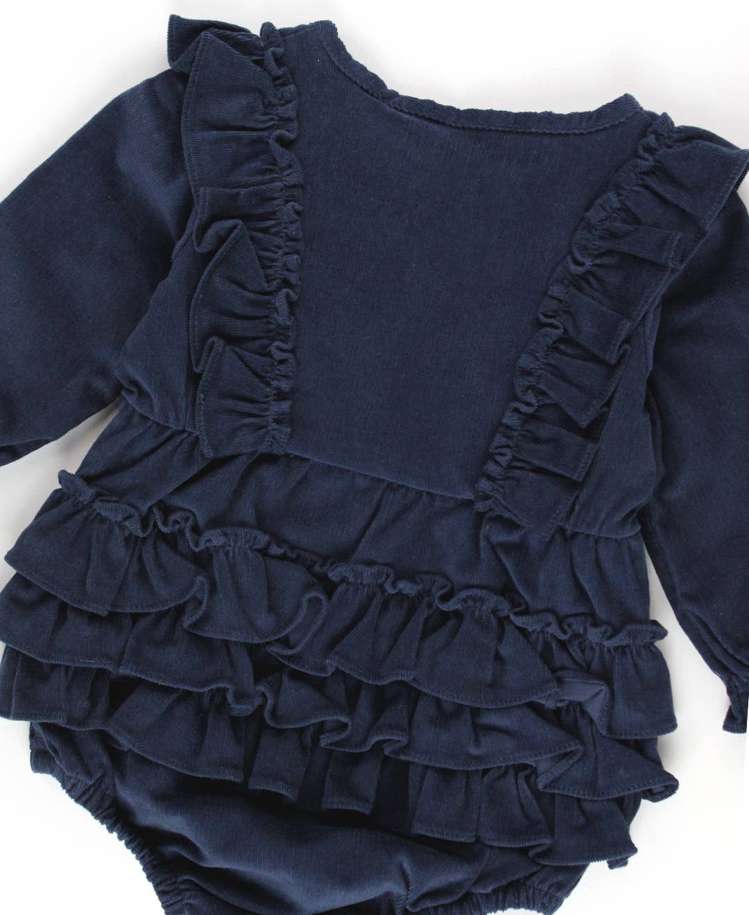 Dark Navy Stretch Corduroy Waterfall Bubble Romper