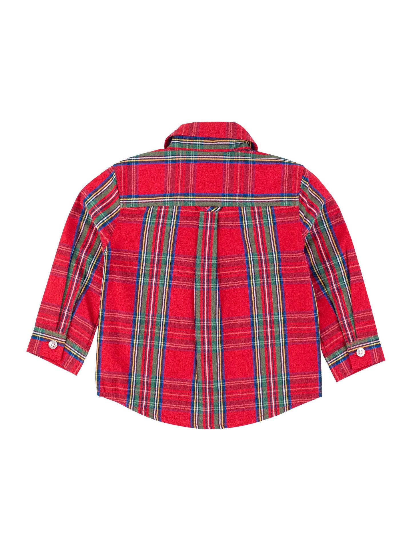 Boys Tis The Season Plaid Long Sleeve Button Down