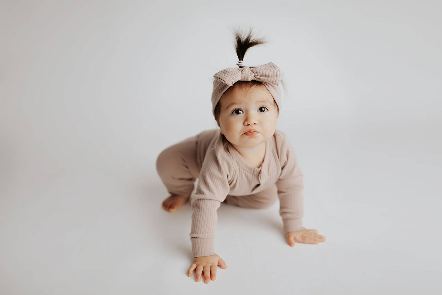 Baby Ribbed Playsuit with Pockets / Dusty Rose