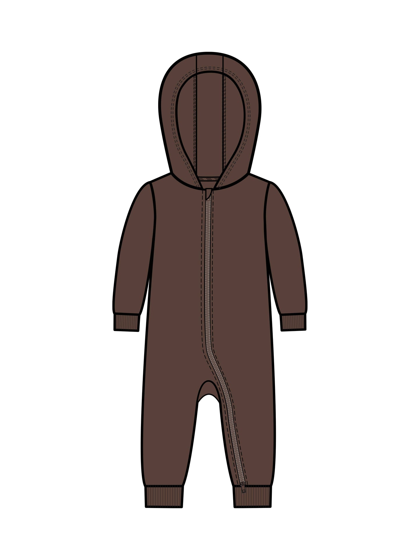 Greer Fleece Hooded Zip Romper / Chestnut