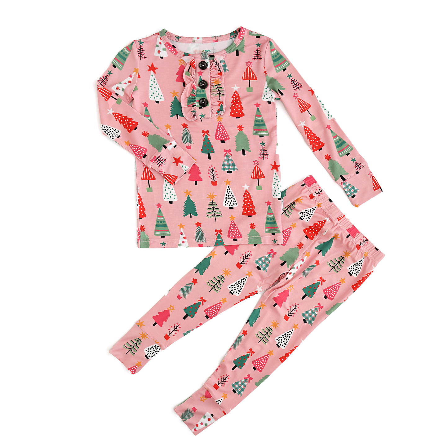 Noelle Pink Trees Ruffle Christmas Pajamas