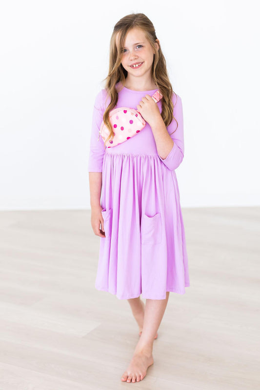 Bright Lilac Pocket Twirl Dress