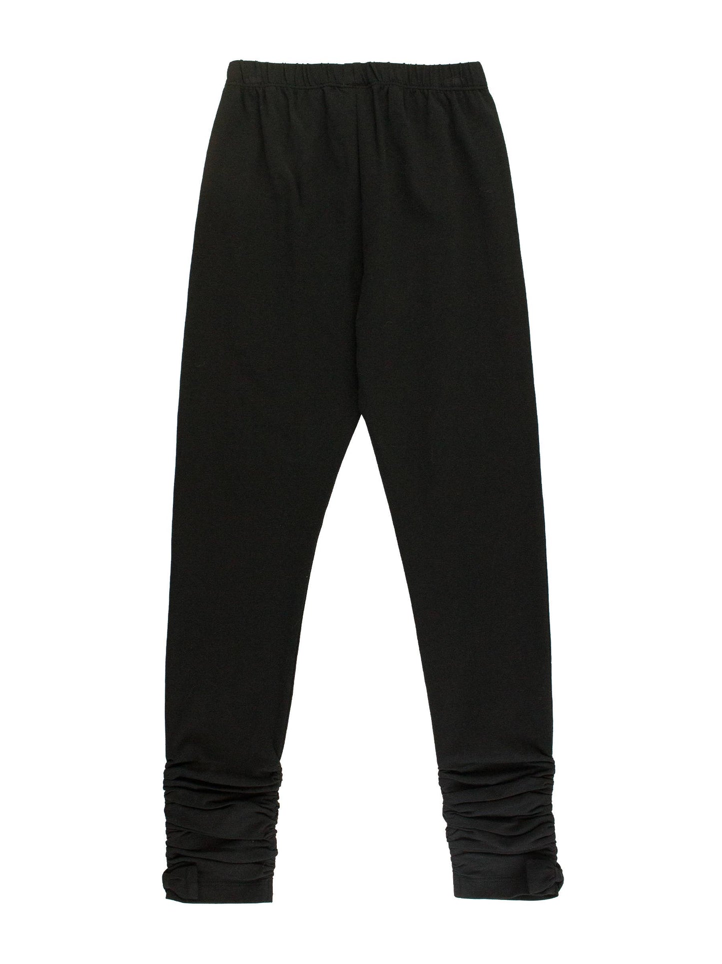 Girls Black Ruched Bow Leggings