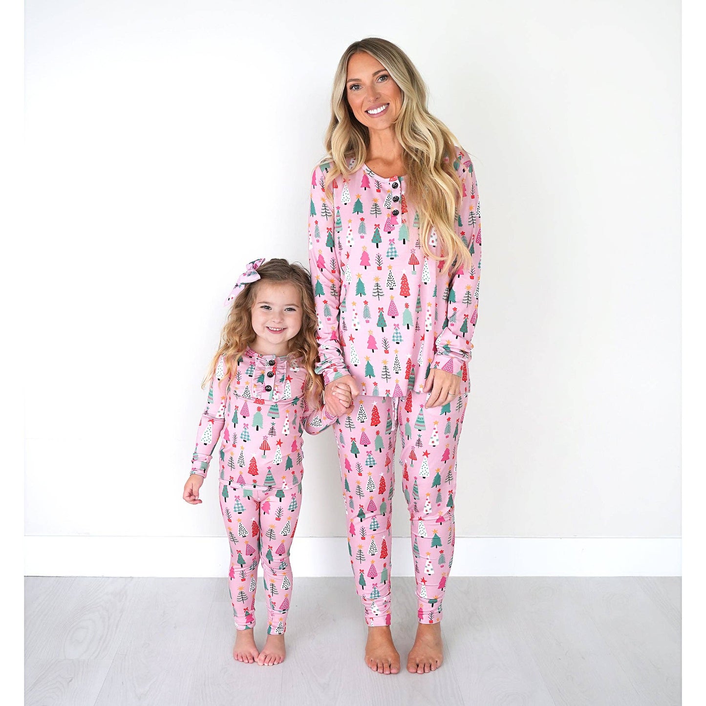 Noelle Pink Trees Ruffle Christmas Pajamas