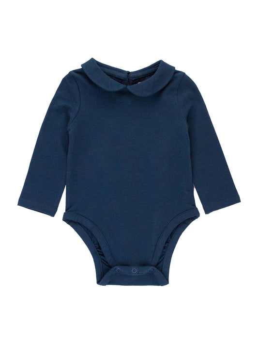 Dark Navy Peter Pan Collar Bodysuit / Navy