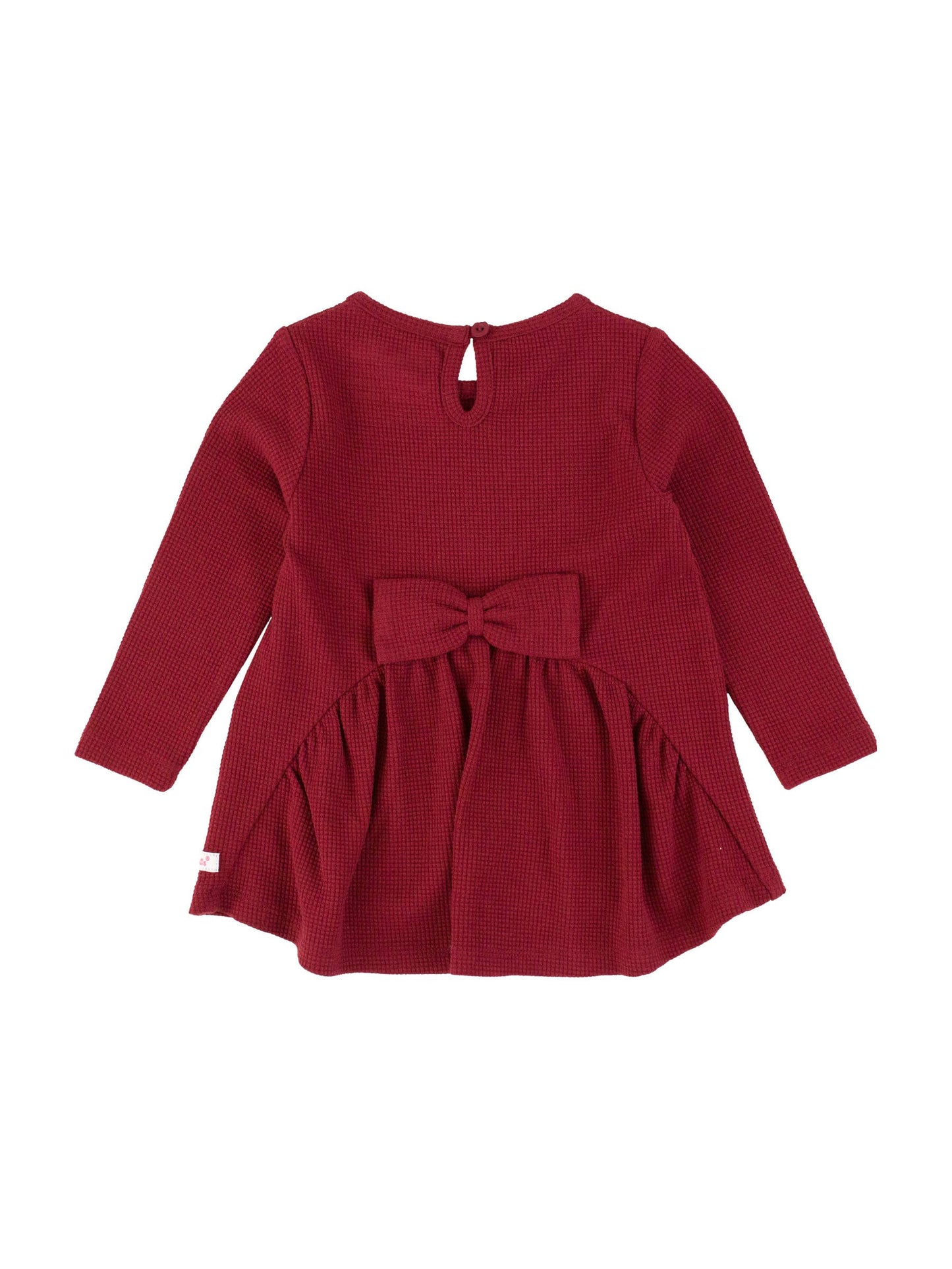 Dark Cherry Waffle Knit Long Sleeve Bow Back Top