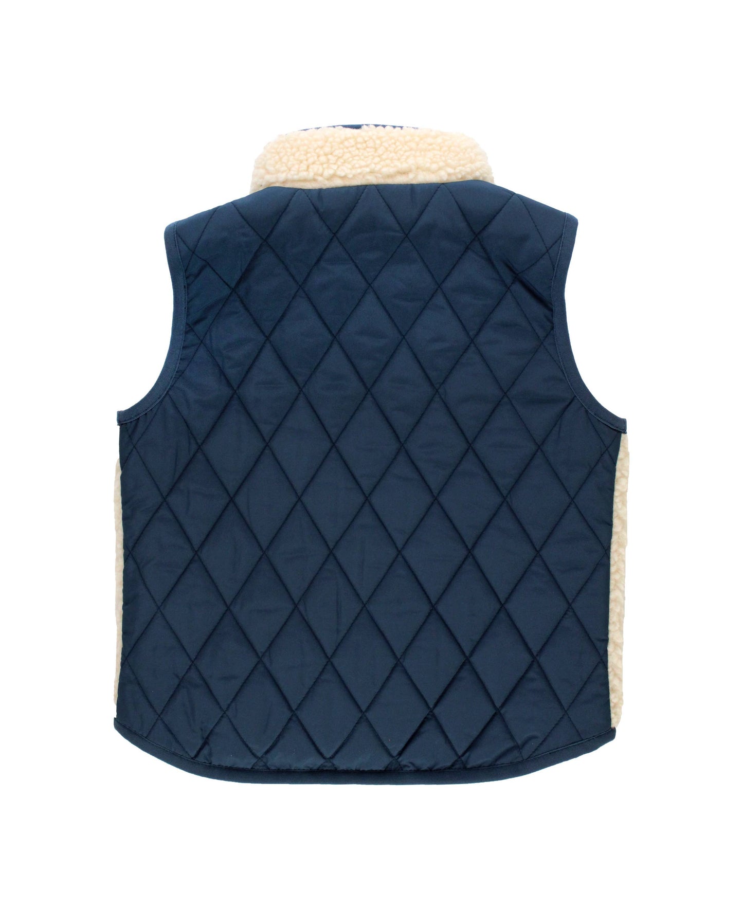 Boys Dark Navy Quilted Sherpa Vest