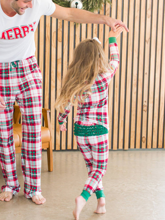 Dashing Dreams Plaid Ruffle Long Sleeve Pajama Set