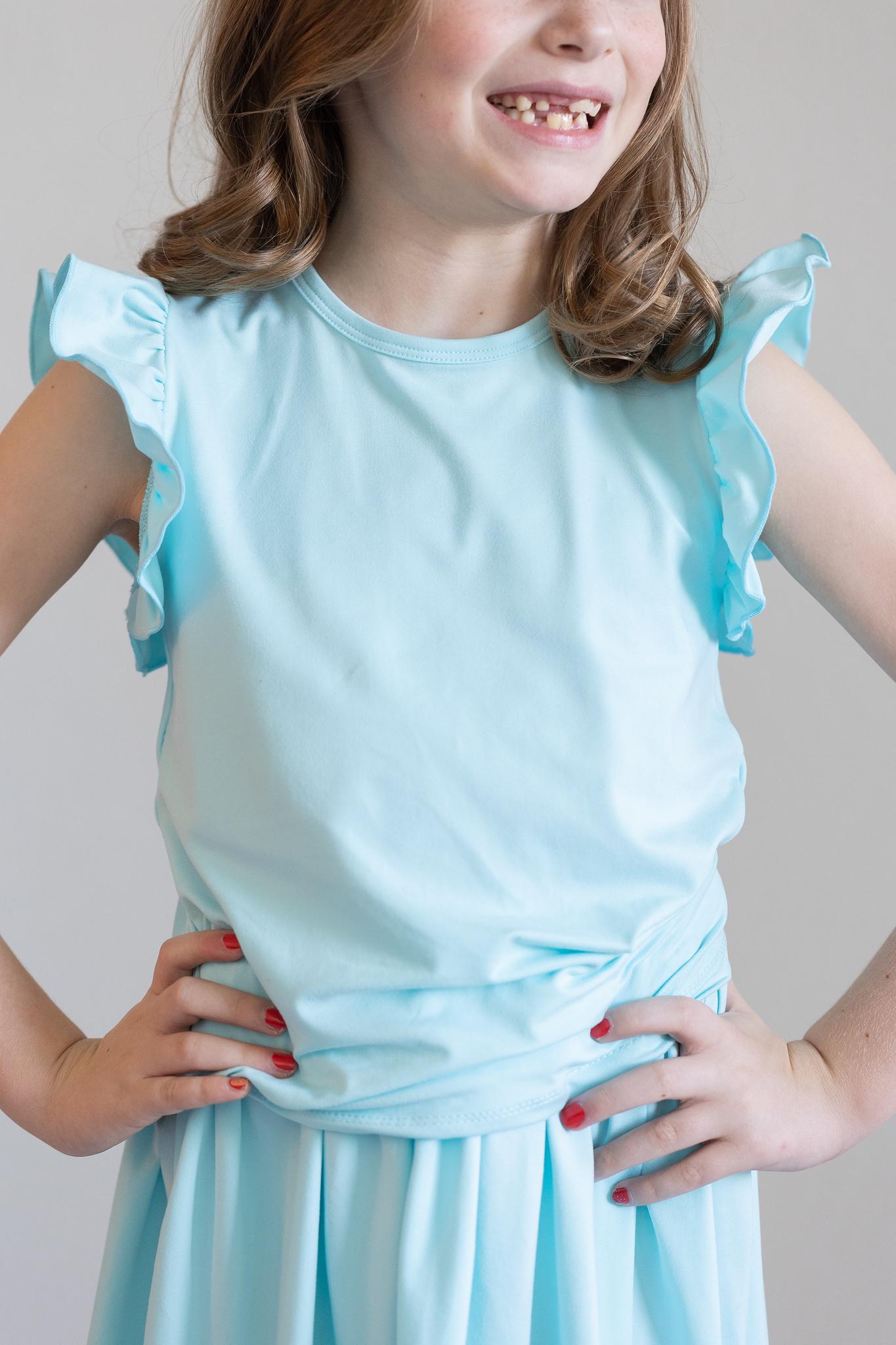 Aqua S/S Ruffle Tee