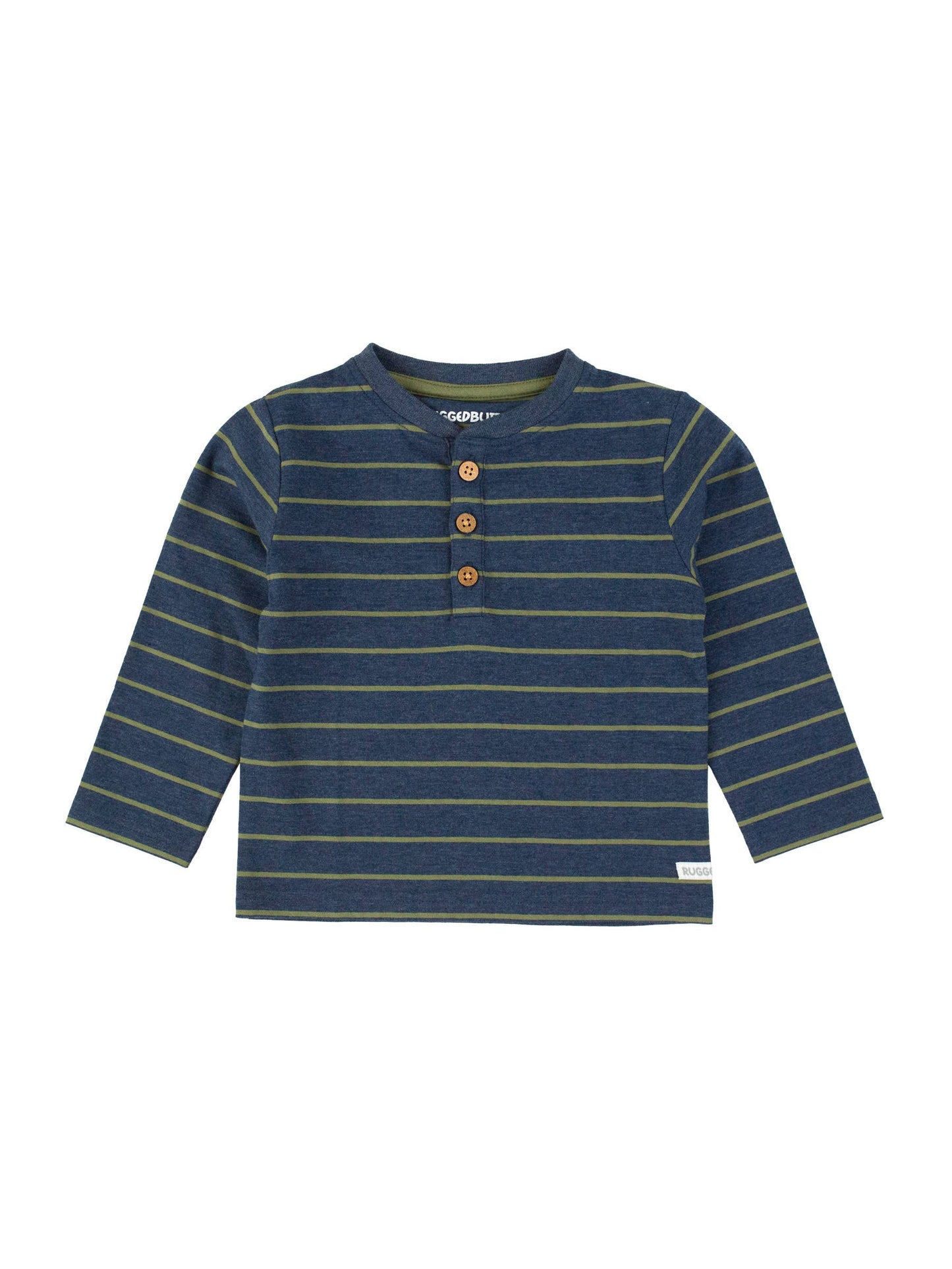 Boys Dusty Olive Stripe Knit Henley Tee