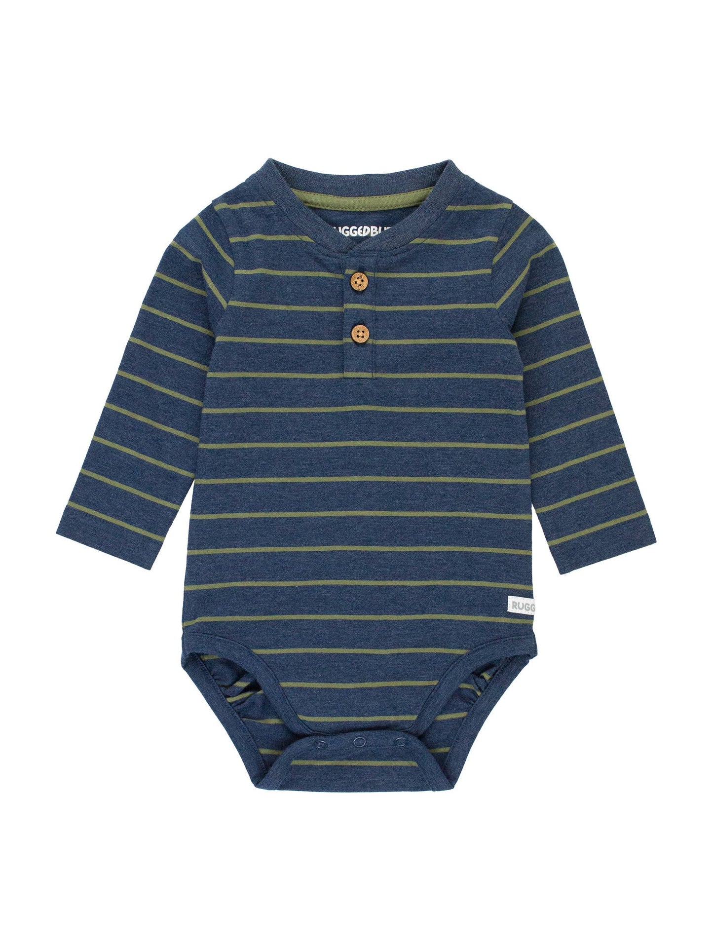 Boys Dusty Olive Stripe Knit Henley Bodysuit